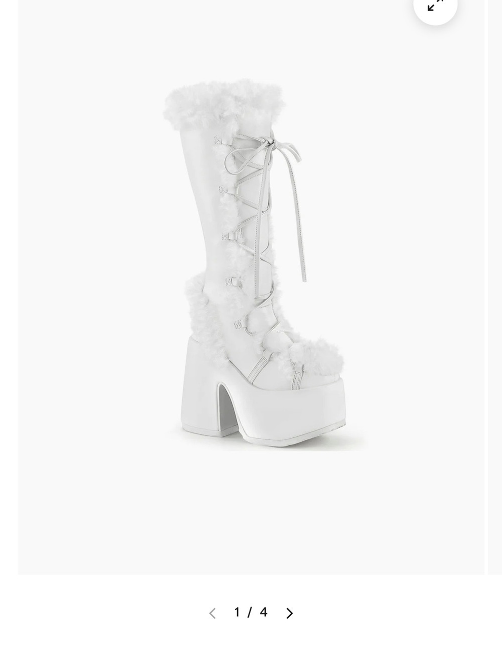 Demonia White Lace-Up Faux Fur Platform Knee-High Boots